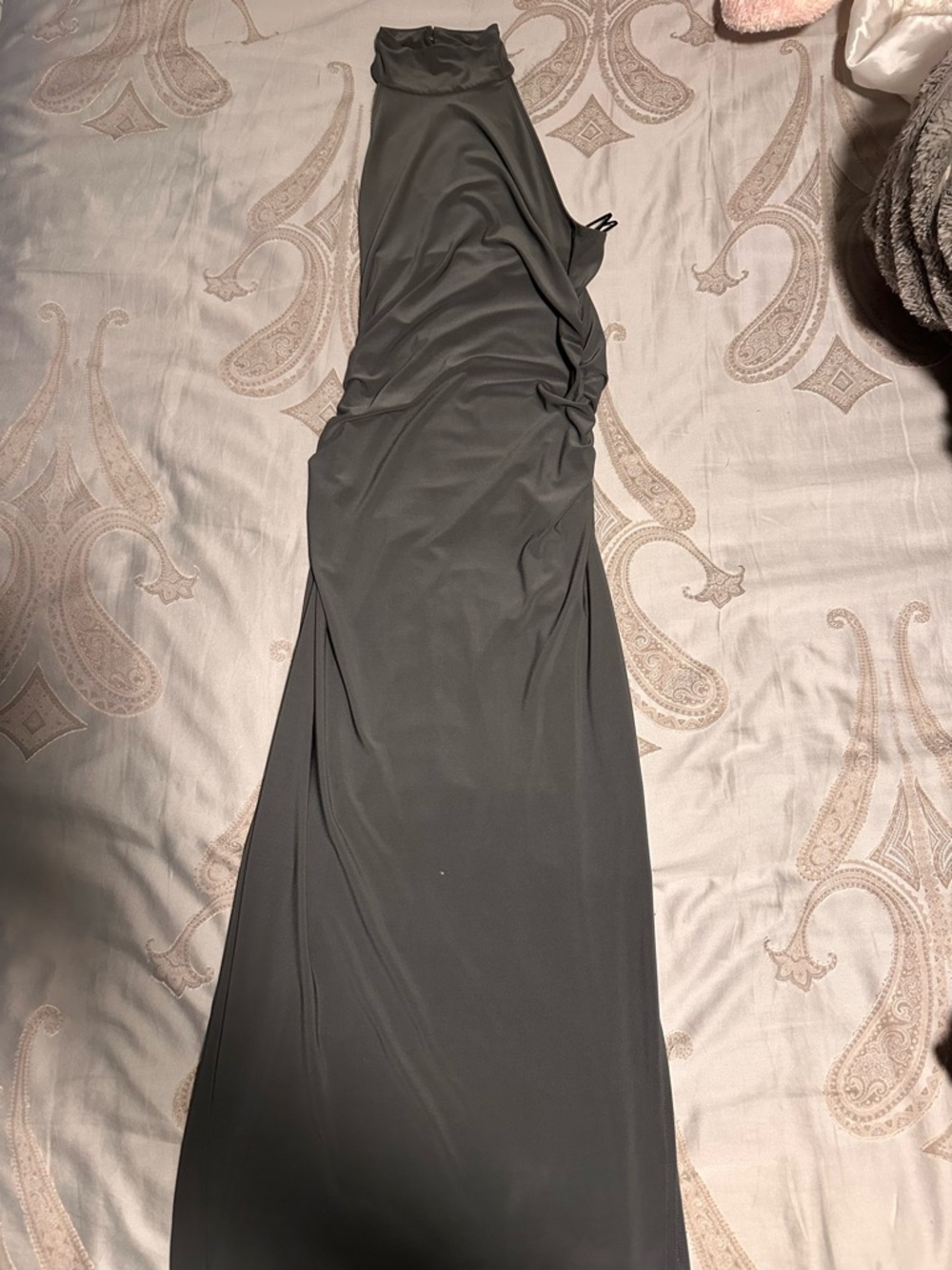 Wilfred One-Shoulder Gown in Charcoal Black